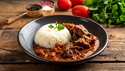 Delicious Beef Stew with Rice - A Hearty and Flavorful Meal.