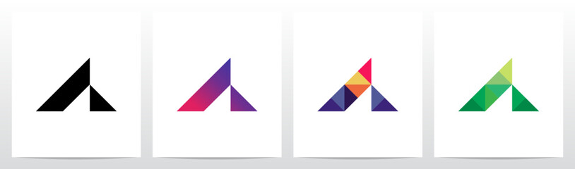 Triangles Geometric Futuristic Minimalist Modern Letter Initial Logo Design A