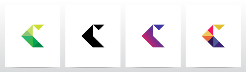 Triangles Geometric Futuristic Minimalist Modern Letter Initial Logo Design C