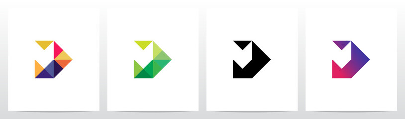 Triangles Geometric Futuristic Minimalist Modern Letter Initial Logo Design D