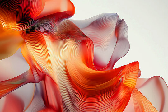 Abstract swirls of fiery orange and soft pink hues