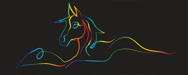 Unicorn New Year Patterns 2026. Vector Neon Color Linear unicorn Illustration.