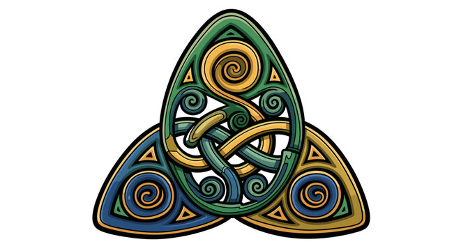 Ancient Celtic Trinity Knot Symbol Design isolated on transparent background for spiritual cultural or historical concepts