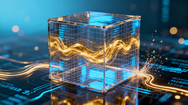 Energy Grid Glowing Energy Distribution Data Stream AI Smart Grid - Powered by Adobe