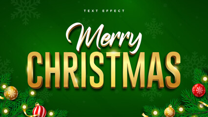 Merry Christmas Gold and Script Text Effect