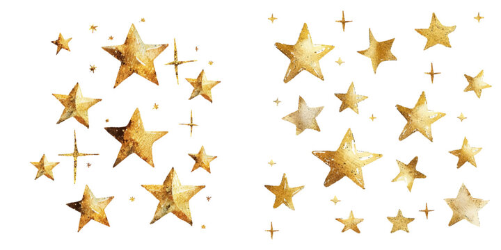 gold stars watercolor vector illustration