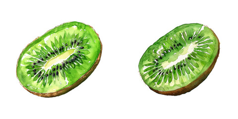 Fototapeta premium kiwi slice watercolor vector illustration