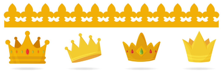 Obraz premium Ensemble de couronnes pour la galette des rois - Cultur eet traditions - Collection de couronnes -