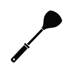 Black silhouette of a kitchen spatula on white background