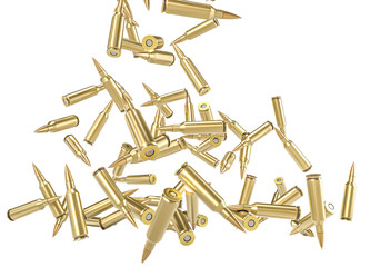 Falling rifle bullets ammunition 3d transparent background