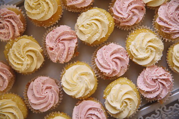 Cakes on a platter.