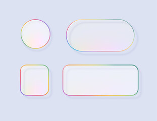 Liquid glass in different shapes. UI interface element with blur effect. Modern web design. Vector