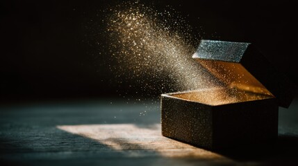 Black box with a lot of glitter inside