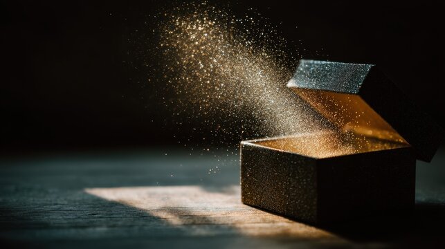 Black box with a lot of glitter inside