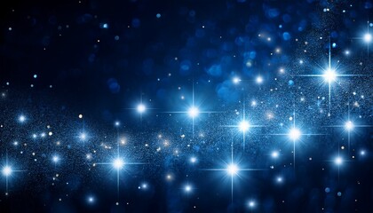 Obraz premium Shimmering Blue Abstract Stars And Light Overlay With Glowing Particles And Glistening Shine For Luxury Backgrounds