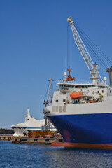 Bow close-up with crane - marine engineer inspection scene
