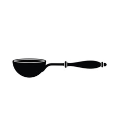 Black silhouette of a scoop or ladle with a wooden handle