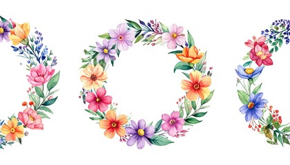 Watercolor Floral Wreaths - A Collection of Delicate Flower Arrangements.