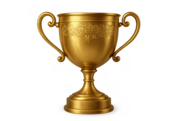 Golden champion trophy representing success and victory in sports, competition, award ceremonies, and achievement celebrations on transparent background