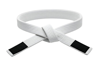 White martial arts belt tied up on transparent background