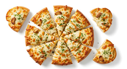 Whole chicken pizza slices isolated on transparent background