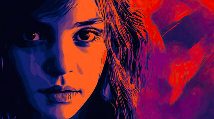 Abstract digital portrait of a woman with bold colors and geometric shapes for International Day for the Elimination of Violence against Women