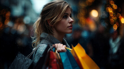Holiday Retail Campaign - Young Shopper With Bags - Demand
