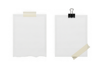 Two sheets of white paper attached to a transparent background