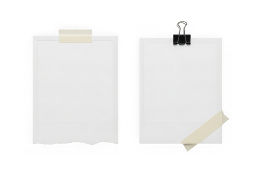 Two sheets of white paper attached to a transparent background