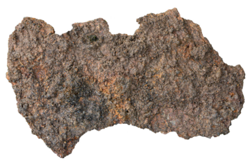 Old Rusty Corroded Metal Texture Pieces with Torn Rough Edges on Transparent Background.