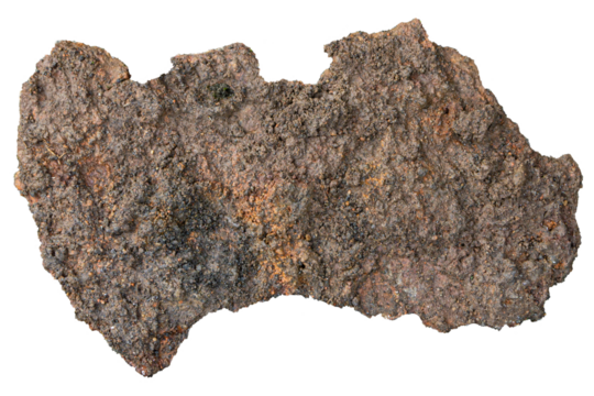 Old Rusty Corroded Metal Texture Pieces with Torn Rough Edges on Transparent Background.