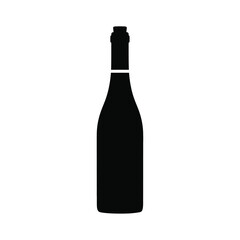 Black silhouette of a wine bottle with white neck band