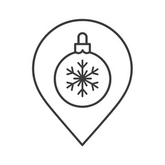 Thin-line Christmas ornament icon inside a square pin, symbolizing elegance and celebration. Perfect for Merry Christmas 2026 designs and festive packaging.