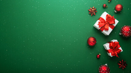 Merry Christmas and Happy Holidays greeting card, frame, banner. New Year. Red white Christmas...