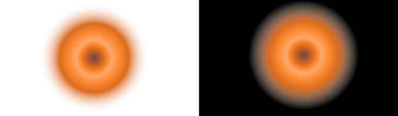 PNG image of Orange radial gradient, soft glowing orb, circle blur overlay. PNG for transparent design, adding abstract, retro, or modern light effect.