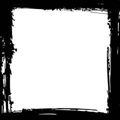 Artwork featuring a blank canvas framed with rough black borders, ready for creative expression in an art studio