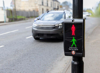 Lights at a pedestrian crossing, Stroud District, Gloucestershire, United Kingdom