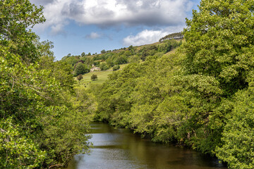 View of River Nidd at Pateley Bridge, a market town in Nidderdale, North Yorkshire, England. It is in the Yorkshire Dales and just outside the Yorkshire Dales National Park, United Kingdom