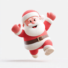 Smiling Santa Claus pointing upward with cheerful gesture in festive red costume on white background Christmas holiday AI generated character illustration