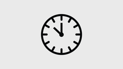Minimalist black outline clock icon on a clean white background, depicting time management, punctuality, deadline, and scheduling concepts.