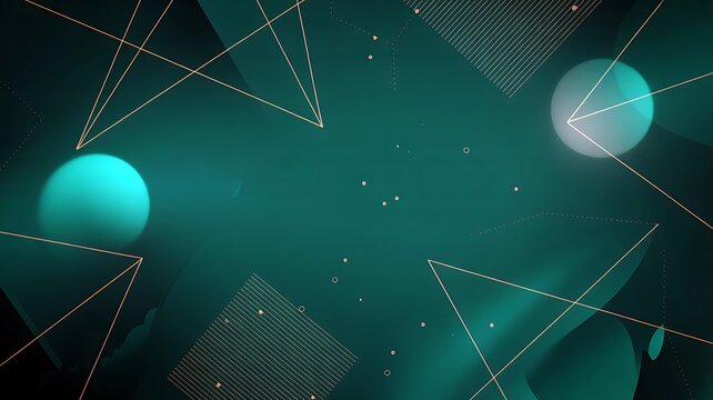 Abstract Teal Geometric Background with Spheres shapes - Powered by Adobe