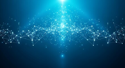 Abstract Digital Network Connections With Glowing Particles