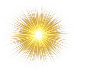 Golden light burst and starburst effect graphic element design isolated on transparent background