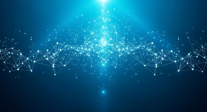 Abstract Digital Network Connections With Glowing Particles