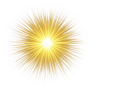 Golden light burst and starburst effect graphic element design isolated on transparent background