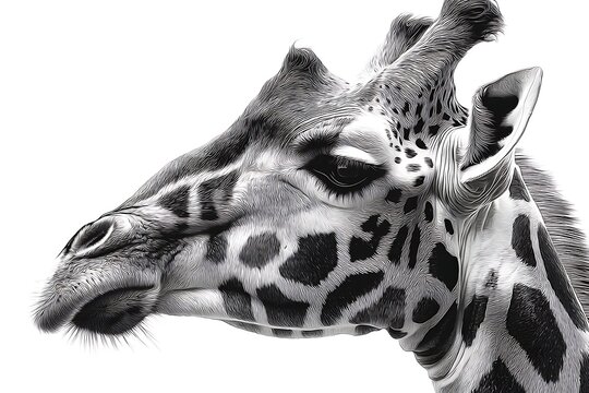 Beautiful wild giraffe isolated on white background high resolution picture