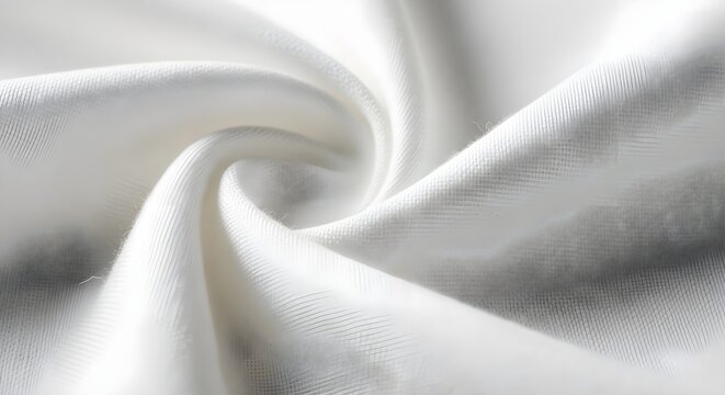 Close up of swirling white fabric with soft texture and delicate folds