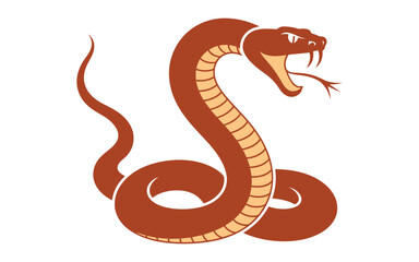 Fototapeta premium Fierce viper coiled and ready to strike with open mouth and fangs