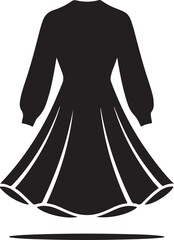 Elegant long-sleeved dress silhouette icon vector graphic design element Vector
