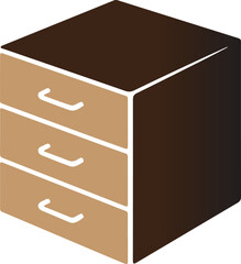 Vector file cabinet with folders isolated on transparent background